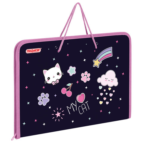 Папка для труда на молнии с ручками ПИФАГОР А4, 1 отделение, пластик, органайзер, "Leapfrog", 273388