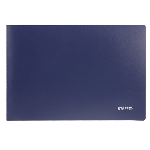 Папка на 2 кольцах ГОРИЗОНТАЛЬНАЯ, А4, 25 мм, до 170 листов, синяя, 0,5 мм, STAFF, 274001
