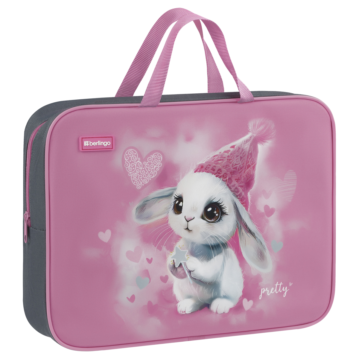 Папка текстильная с ручками 1 отделение, А4 Berlingo "Dreamy Bunny", 350*265*80мм, текстиль, на молнии