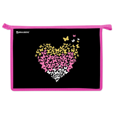 Папка для труда на молнии BRAUBERG А4, 2 отделения, органайзер, Shining heart, 272210