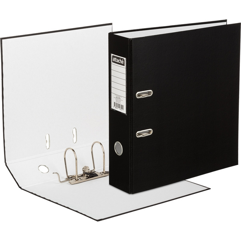 Папка-регистратор 80 мм Attache , черный Экономи,ПБП1,карм.кор