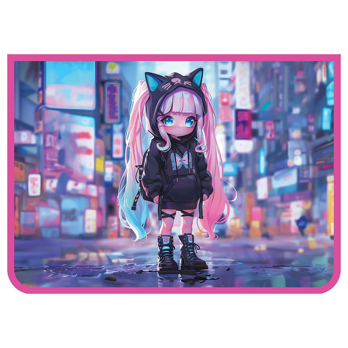 Папка с ручками А4 ArtSpace "Stylish girl", пластик, на молнии, 75мм