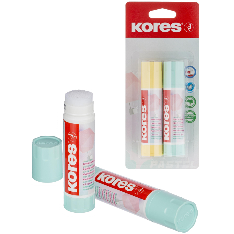 Клей-карандаш 20г Kores Pastel цвет корпуса в ассортименте 2шт/уп12827