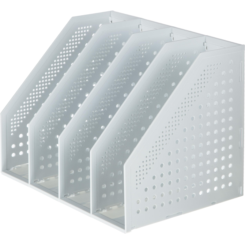 Вертикальный накопитель Deli 78996Grey складной 4 отделения серый