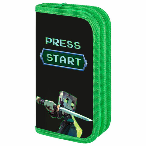 Пенал ПИФАГОР, 2 отделения, ламинированный картон, 19х11 см, "Sharp sword", 273483