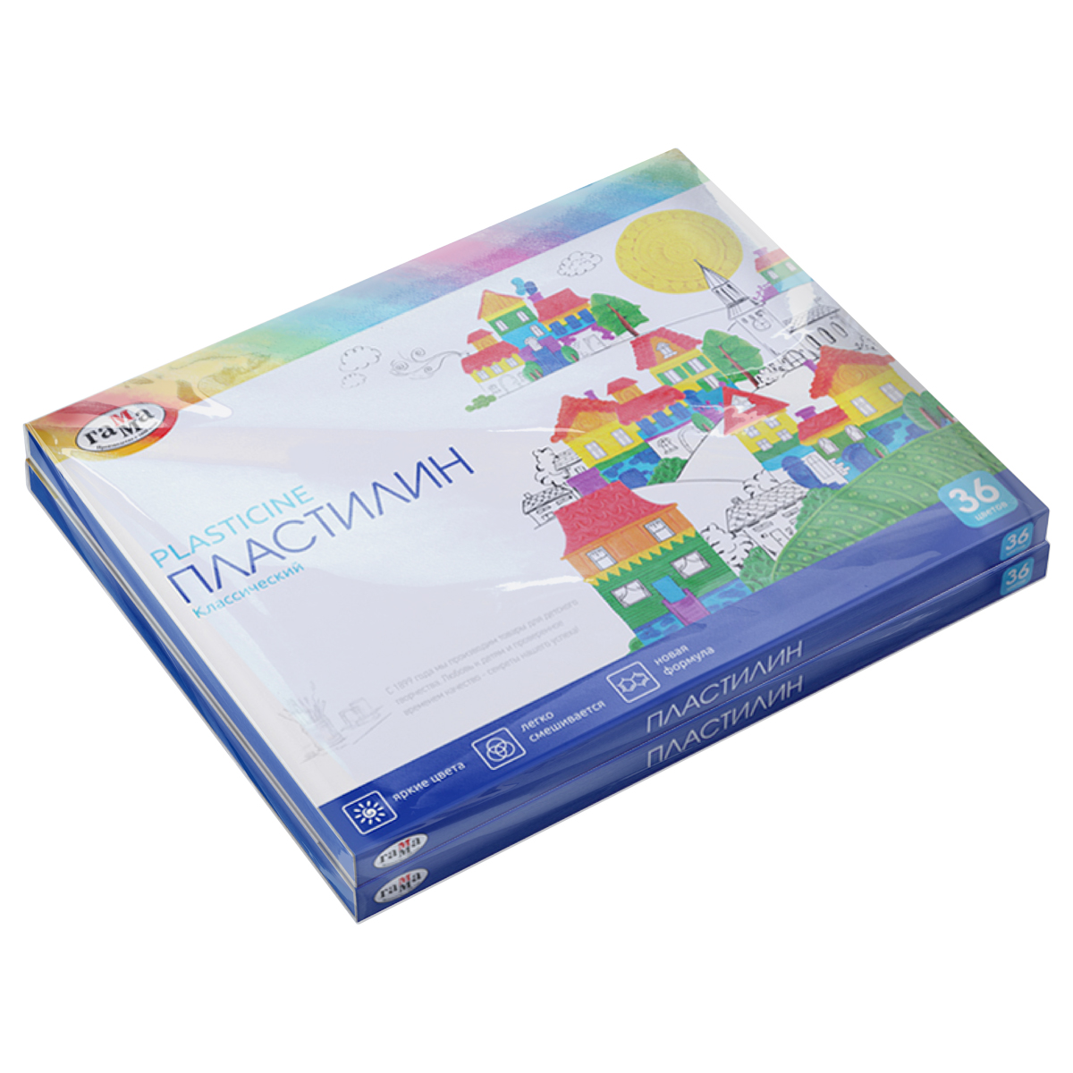 Пластилин Гамма "Классический", 36 цветов, 720г, со стеком, картон. упаковка (2 шт)