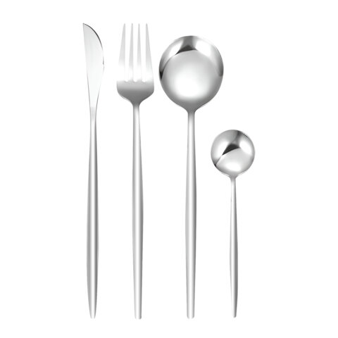 Набор столовых приборов UNIQUE 24 шт, 6 персон серебристый, нерж. сталь, гофрокартон, 881140, 609072