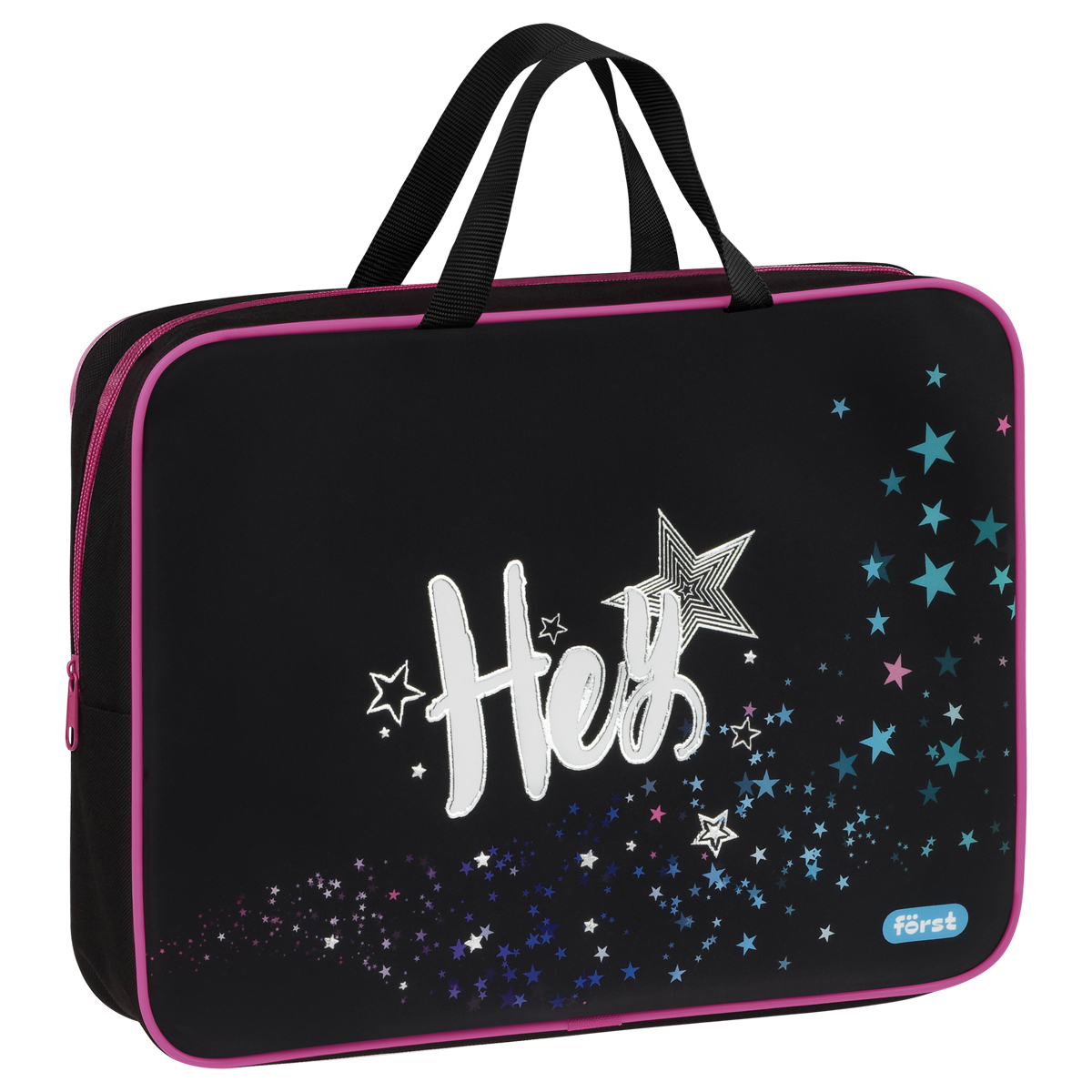 Папка текстильная с ручками 1 отделение, А4 Först "Hey!", 350*265*80мм, текстиль, на молнии