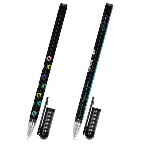 Ручка шариковая с принтом FUNSTER STICK "BLACK CAT", СИНЯЯ, SOFT TOUCH покрытие, узел 0,7 мм, линия 0,35 мм, 144391